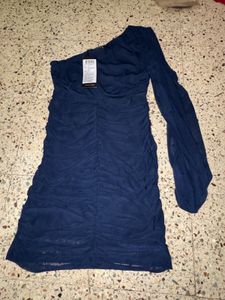 Chic Navy One-Shoulder Ruched Dress