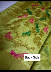 Party wear Yellow Saree with Bird Motifs