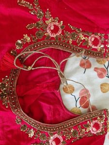 Red-Peach Sequins heavy saree with Blouse 💖