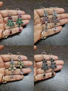 Elegant Floral Drop semi-precious stone earrings.