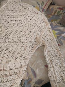 Cream Crochet Knit Sweater