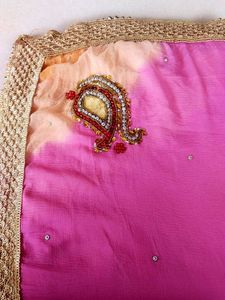 Beautiful Tie-Dye Saree with Embellishments