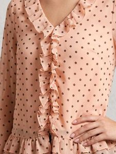 Peach Polka Dot Ruffle Top