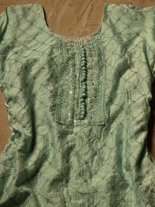 Beautiful Mint Green Embroidered Kurta