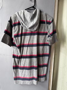 NUON Striped Hoodie half sleeve