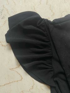 Chic Black Ruffled Sleeve Top