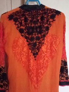 Orange Kurta With Dupatta
