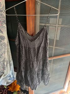Black Floral Spaghetti Strap Mini Dress