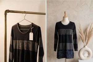 Designer-Style Knit Striped Top