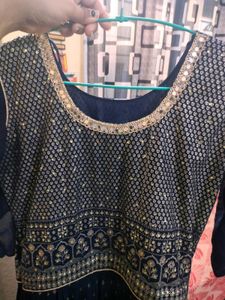 Embellished Navy Blue Anarkali Gown