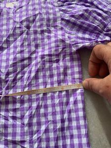 Cute Purple Gingham Puff Sleeve Top