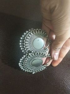 Oxidized Silver Mirror Earrings