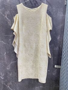 ✨ Golden Whisper Ruffle-Sleeve Shift Dress ✨