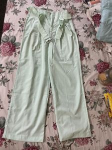 Light Green Wide Leg Pants with Belt
