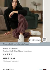 M&amp;S Stylish Maroon Geometric Pattern Pants