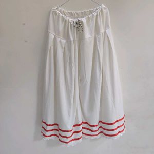 Boho Chic White & Red Striped plazo