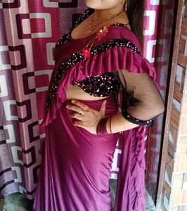 Elegant Purple  ready to wear Saree