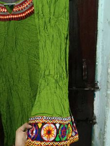 Embroidered Green Kurta Set
