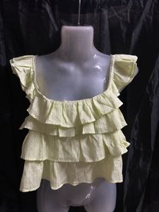 Lime Green Ruffled Crop Top