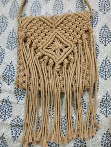 Boho Macrame Fringe Crossbody Bag