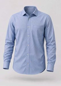 Men's Blue Printed Long Sleeve Shirt
