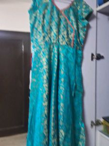 Beautiful Teal Brocade Ethnic Gown
