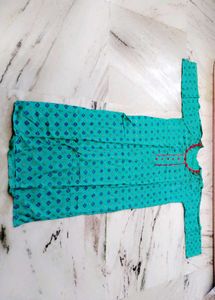 Block Printed Kurta with Red Trim