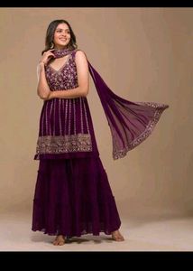 Elegant Purple Embroidered Kurta Set