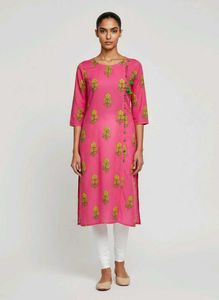 Pink Kurta with Floral Print