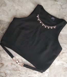 New Fancy Party Wear Black Crop Top