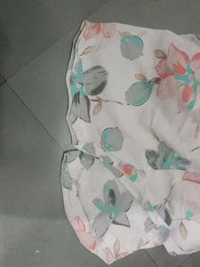 White Floral Print Kurta Set