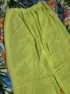 Bright Neon Yellow Wide Leg Pants