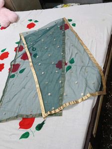 Elegant Teal Dupatta with Gold Border combo 3