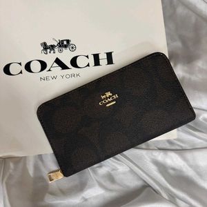 Coach Zip Around Wallet - Brown Monogram WITHOUT B