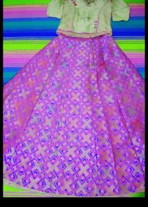 golden pink embellished Lehenga Choli Set