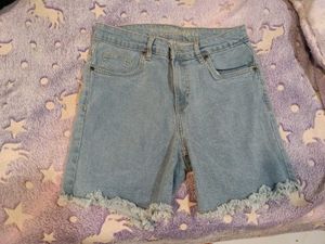 ROADSTER Light Wash Denim Shorts with Frayed Hem (