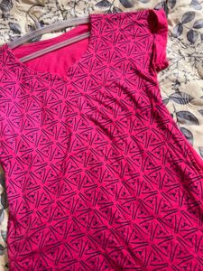 Vibrant Pink Geometric Print Dress