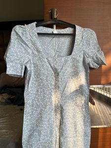 Cute Light Blue Floral Jumpsuit