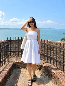 White Strapless Summer Dress