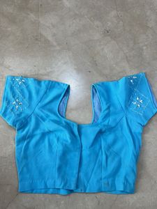 Blue Embellished Saree Blouse
