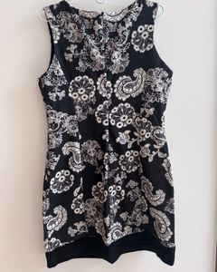 Elle - Black And White Paisley Floral Print Dress