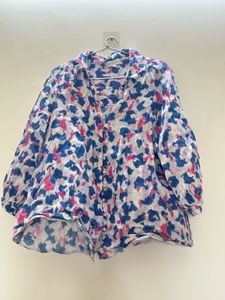 Chic Abstract Print Button-Up Tunic