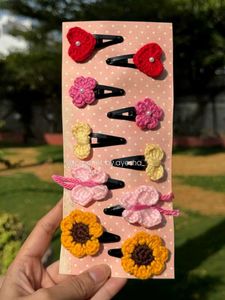 Handmade Crochet Hair Clips Set