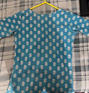 Teal Block Print Kurta