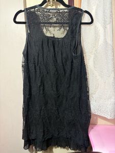Elegant Black Lace Tunic Top