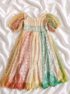 Rainbow Princess Puff Sleeve Dress