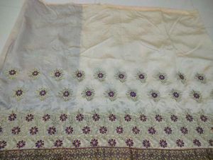 Purple cream Saree with Gold Embroidery