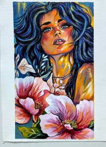 Vibrant Abstract Woman Portrait Painting