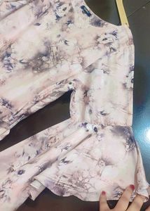 Cream &amp; Brown Printed Dress For 38 Bust