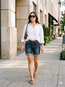 Classic Denim Bermuda Shorts